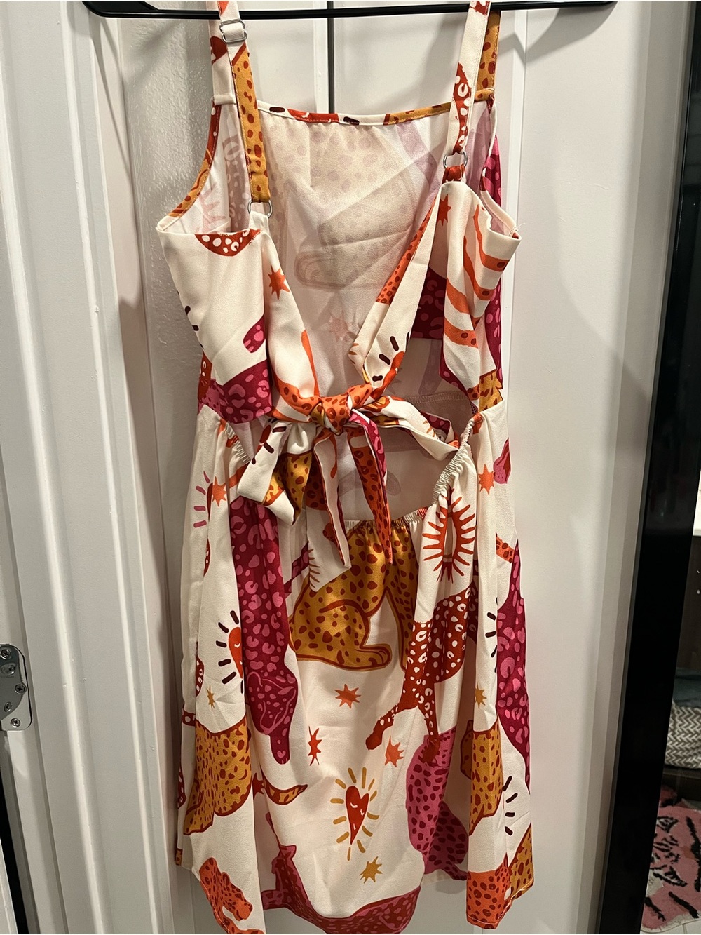 Cream Sundress with Pink and Orange Animal Print